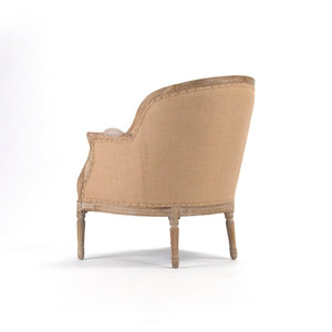Zentique Roland Striped Linen Club Chair — Solid Oak Frame, Tailored Piping, Compact Comfort for Apartments CFH221 E272 H019/H010