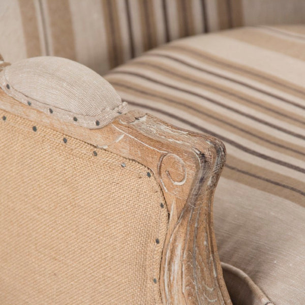 Zentique Roland Striped Linen Club Chair — Solid Oak Frame, Tailored Piping, Compact Comfort for Apartments CFH221 E272 H019/H010