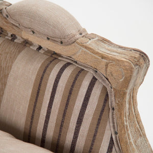 Zentique Roland Striped Linen Club Chair — Solid Oak Frame, Tailored Piping, Compact Comfort for Apartments CFH221 E272 H019/H010