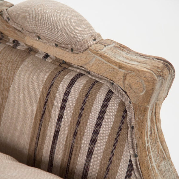Zentique Roland Striped Linen Club Chair — Solid Oak Frame, Tailored Piping, Compact Comfort for Apartments CFH221 E272 H019/H010