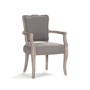 Zentique Elise Oak Arm Chair with Linen Upholstery — Durable Solid Oak Frame, Ergonomic Comfort, Neutral Style CFH223 Arm E272 H021