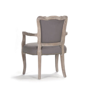 Zentique Elise Oak Arm Chair with Linen Upholstery — Durable Solid Oak Frame, Ergonomic Comfort, Neutral Style CFH223 Arm E272 H021