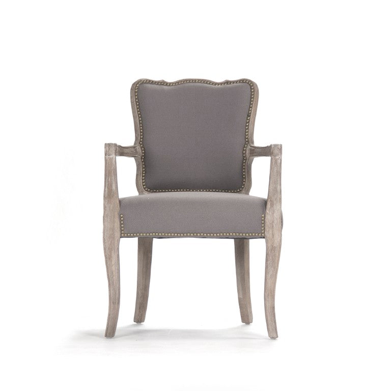 Zentique Elise Oak Arm Chair with Linen Upholstery — Durable Solid Oak Frame, Ergonomic Comfort, Neutral Style CFH223 Arm E272 H021