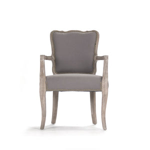 Zentique Elise Oak Arm Chair with Linen Upholstery — Durable Solid Oak Frame, Ergonomic Comfort, Neutral Style CFH223 Arm E272 H021