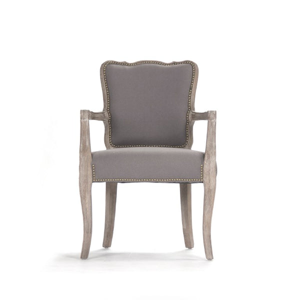 Zentique Elise Oak Arm Chair with Linen Upholstery — Durable Solid Oak Frame, Ergonomic Comfort, Neutral Style CFH223 Arm E272 H021