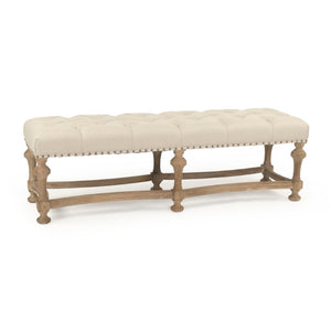 Zentique Clair Oak Linen Bench — Minimalist Entryway Seating, Solid Oak Frame, Breathable Linen Upholstery, Compact Elegance CFH402-Z E272 A003