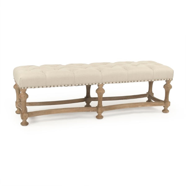 Zentique Clair Oak Linen Bench — Minimalist Entryway Seating, Solid Oak Frame, Breathable Linen Upholstery, Compact Elegance CFH402-Z E272 A003
