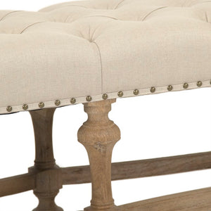 Zentique Clair Oak Linen Bench — Minimalist Entryway Seating, Solid Oak Frame, Breathable Linen Upholstery, Compact Elegance CFH402-Z E272 A003