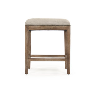 Cora Counter Stool w/ Nailhead Limed Grey Oak, Oatmeal Polyester CFH403 Counter E272 C053 Zentique