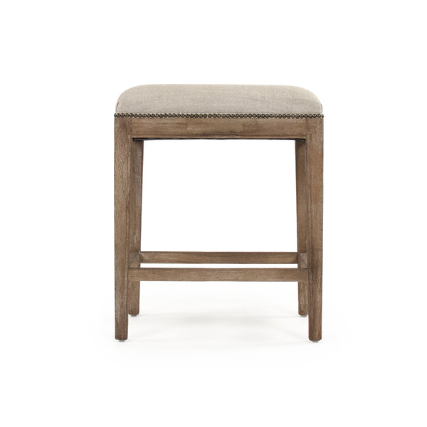 Cora Counter Stool w/ Nailhead Limed Grey Oak, Oatmeal Polyester CFH403 Counter E272 C053 Zentique