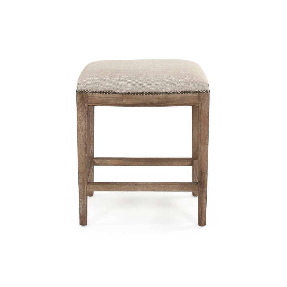 Cora Counter Stool w/ Nailhead Limed Grey Oak, Oatmeal Polyester CFH403 Counter E272 C053 Zentique