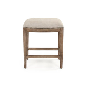 Cora Counter Stool w/ Nailhead Limed Grey Oak, Oatmeal Polyester CFH403 Counter E272 C053 Zentique