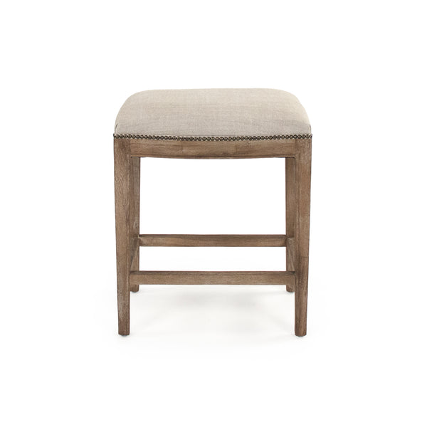 Cora Counter Stool w/ Nailhead Limed Grey Oak, Oatmeal Polyester CFH403 Counter E272 C053 Zentique