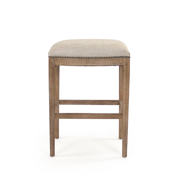 Zentique Cora Oak Bar Stool with Ergonomic Padded Polyester Seat, Minimalist Contemporary Design, Stable Comfort CFH403 Bar E272 C053