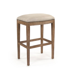 Zentique Cora Oak Bar Stool with Ergonomic Padded Polyester Seat, Minimalist Contemporary Design, Stable Comfort CFH403 Bar E272 C053