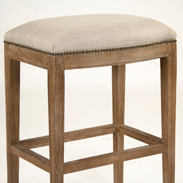 Zentique Cora Oak Bar Stool with Ergonomic Padded Polyester Seat, Minimalist Contemporary Design, Stable Comfort CFH403 Bar E272 C053