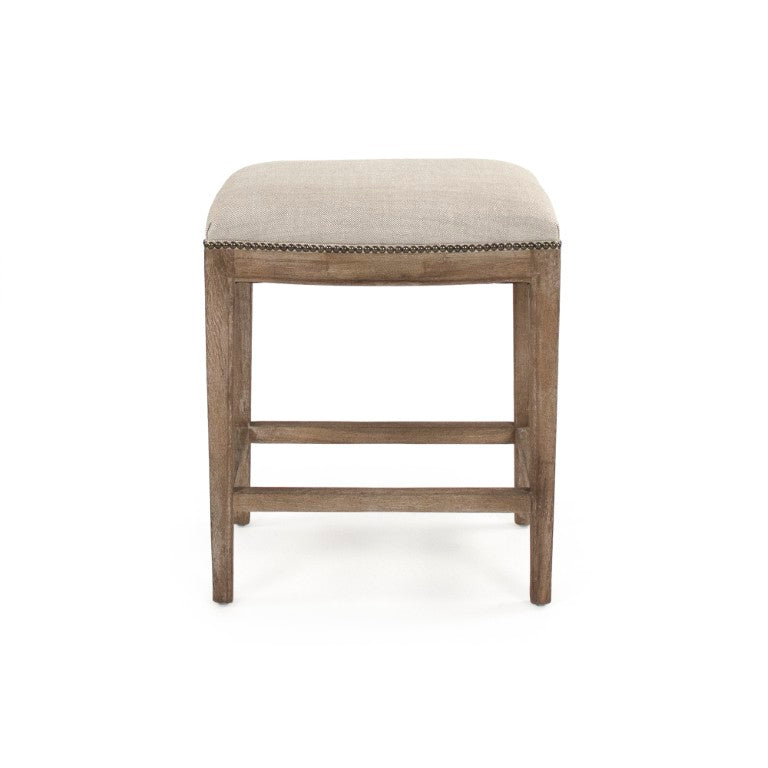 Zentique Cora Counter Stool with Nailhead Trim, Warm Oak Frame & Polyester Upholstery for Comfortable Stylish Seating CFH403 Counter E272 C053