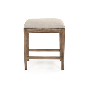 Zentique Cora Counter Stool with Nailhead Trim, Warm Oak Frame & Polyester Upholstery for Comfortable Stylish Seating CFH403 Counter E272 C053