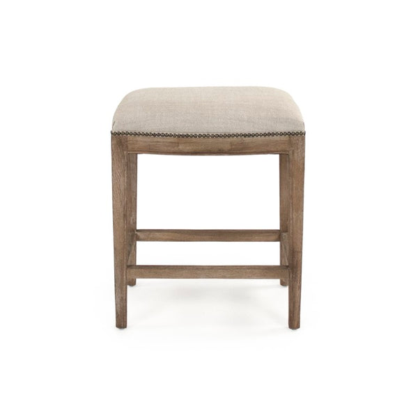 Zentique Cora Counter Stool with Nailhead Trim, Warm Oak Frame & Polyester Upholstery for Comfortable Stylish Seating CFH403 Counter E272 C053