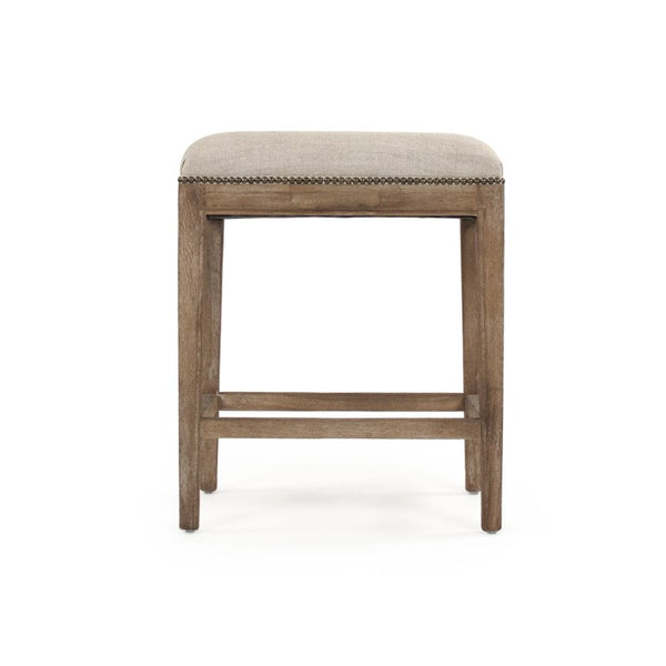 Zentique Cora Counter Stool with Nailhead Trim, Warm Oak Frame & Polyester Upholstery for Comfortable Stylish Seating CFH403 Counter E272 C053