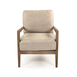 Zentique Davin Linen Club Chair with Solid Oak Frame — Comfortable Padded Seat, Natural Finish, Timeless Style CFH408 E272 A015-A