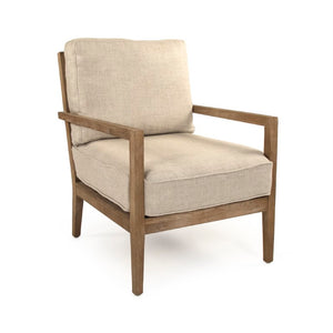 Zentique Davin Linen Club Chair with Solid Oak Frame — Comfortable Padded Seat, Natural Finish, Timeless Style CFH408 E272 A015-A
