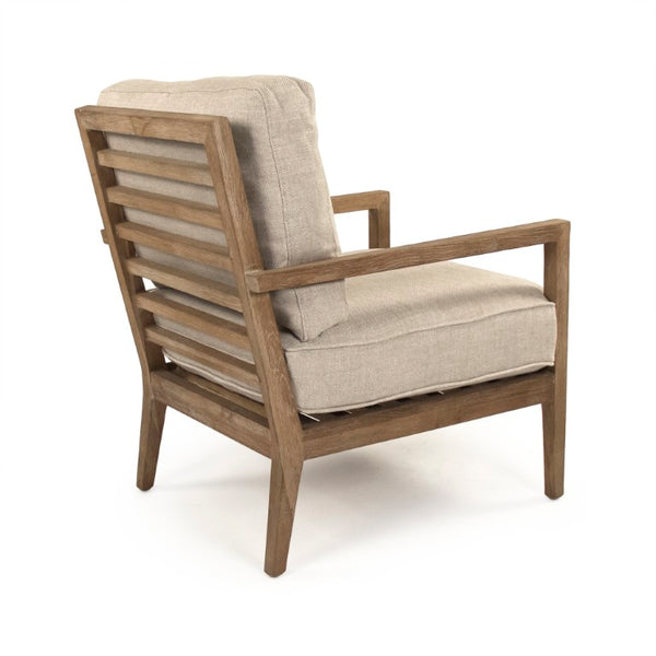 Zentique Davin Linen Club Chair with Solid Oak Frame — Comfortable Padded Seat, Natural Finish, Timeless Style CFH408 E272 A015-A