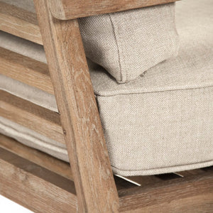 Zentique Davin Linen Club Chair with Solid Oak Frame — Comfortable Padded Seat, Natural Finish, Timeless Style CFH408 E272 A015-A
