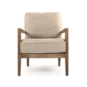 Zentique Davin Linen Club Chair with Solid Oak Frame — Comfortable Padded Seat, Natural Finish, Timeless Style CFH408 E272 A015-A