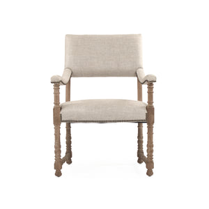 Silas Arm Chair Limed Grey Oak, Cream Natural Linen CFH420 E272 A015-A Zentique