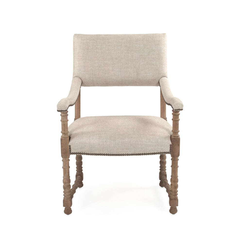 Silas Arm Chair Limed Grey Oak, Cream Natural Linen CFH420 E272 A015-A Zentique