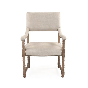 Zentique Silas Linen Arm Chair with Solid Oak Frame, Tapered Legs & Cushioned Seat for Stylish Comfort at Home CFH420 E272 A015-A