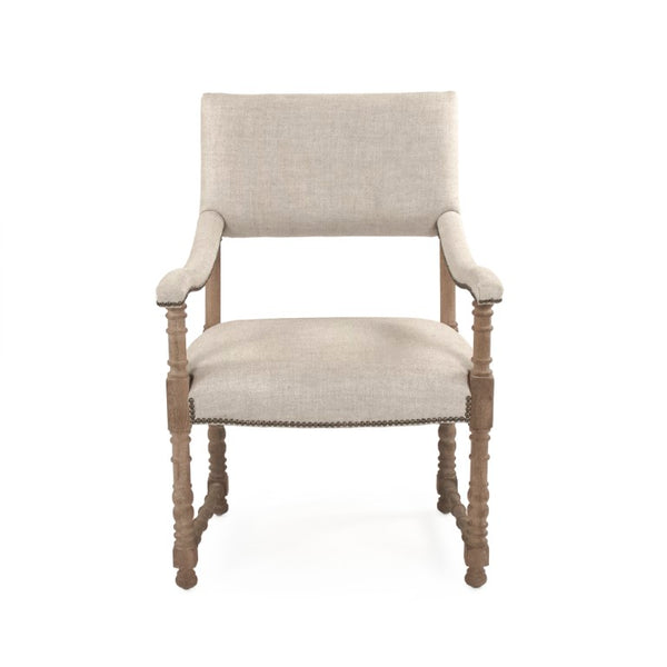 Zentique Silas Linen Arm Chair with Solid Oak Frame, Tapered Legs & Cushioned Seat for Stylish Comfort at Home CFH420 E272 A015-A