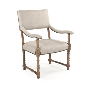 Zentique Silas Linen Arm Chair with Solid Oak Frame, Tapered Legs & Cushioned Seat for Stylish Comfort at Home CFH420 E272 A015-A