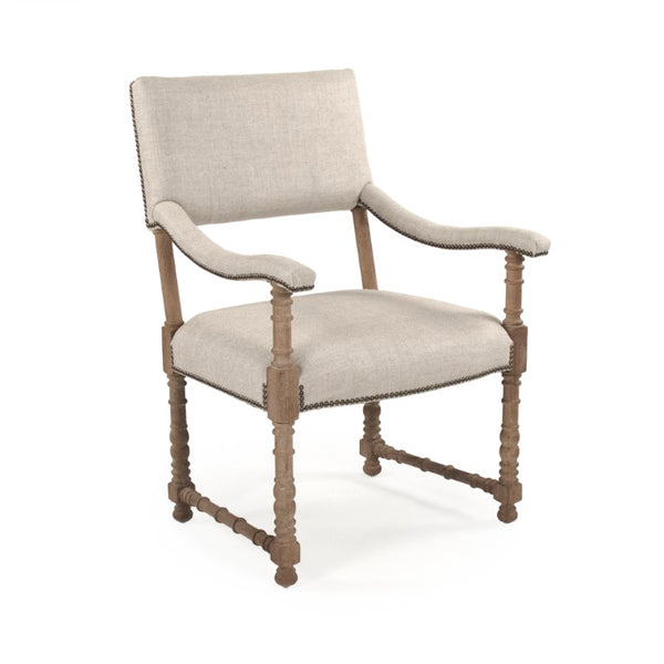 Zentique Silas Linen Arm Chair with Solid Oak Frame, Tapered Legs & Cushioned Seat for Stylish Comfort at Home CFH420 E272 A015-A