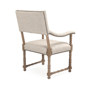 Zentique Silas Linen Arm Chair with Solid Oak Frame, Tapered Legs & Cushioned Seat for Stylish Comfort at Home CFH420 E272 A015-A