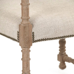 Zentique Silas Linen Arm Chair with Solid Oak Frame, Tapered Legs & Cushioned Seat for Stylish Comfort at Home CFH420 E272 A015-A