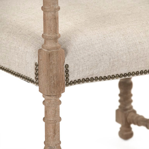 Zentique Silas Linen Arm Chair with Solid Oak Frame, Tapered Legs & Cushioned Seat for Stylish Comfort at Home CFH420 E272 A015-A