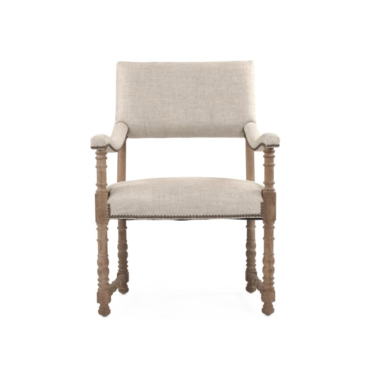 Zentique Silas Linen Arm Chair with Solid Oak Frame, Tapered Legs & Cushioned Seat for Stylish Comfort at Home CFH420 E272 A015-A