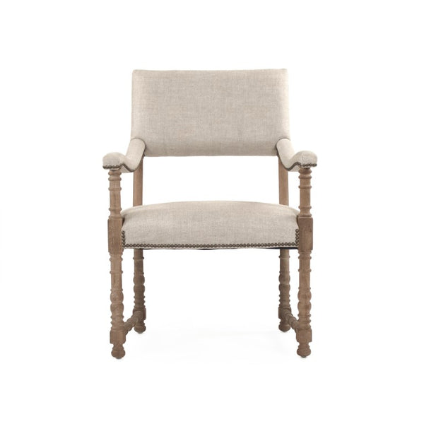 Zentique Silas Linen Arm Chair with Solid Oak Frame, Tapered Legs & Cushioned Seat for Stylish Comfort at Home CFH420 E272 A015-A