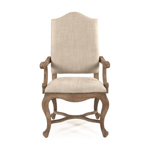 Zentique Grayson Linen Arm Chair with Solid Oak Frame, High-Density Foam Comfort, Natural Wood Finish (99) CFH422-F E272 C053
