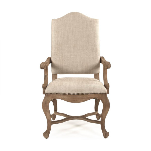 Zentique Grayson Linen Arm Chair with Solid Oak Frame, High-Density Foam Comfort, Natural Wood Finish (99) CFH422-F E272 C053
