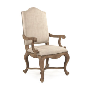 Zentique Grayson Linen Arm Chair with Solid Oak Frame, High-Density Foam Comfort, Natural Wood Finish (99) CFH422-F E272 C053