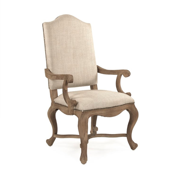 Zentique Grayson Linen Arm Chair with Solid Oak Frame, High-Density Foam Comfort, Natural Wood Finish (99) CFH422-F E272 C053