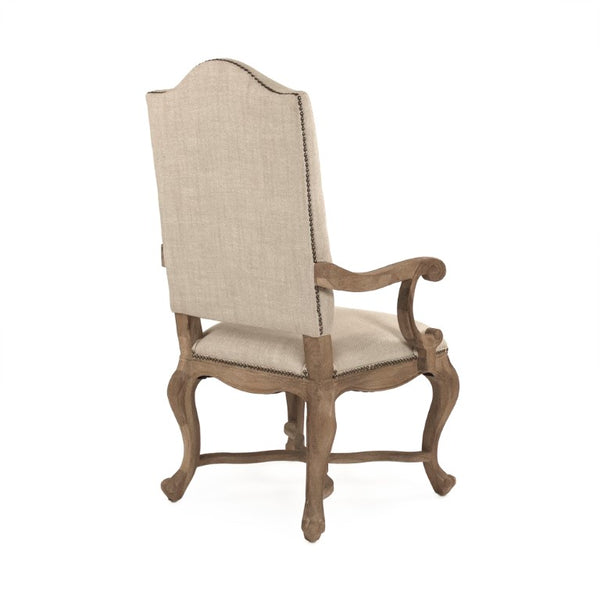 Zentique Grayson Linen Arm Chair with Solid Oak Frame, High-Density Foam Comfort, Natural Wood Finish (99) CFH422-F E272 C053