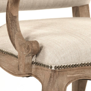 Zentique Grayson Linen Arm Chair with Solid Oak Frame, High-Density Foam Comfort, Natural Wood Finish (99) CFH422-F E272 C053