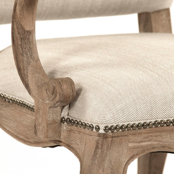 Zentique Grayson Linen Arm Chair with Solid Oak Frame, High-Density Foam Comfort, Natural Wood Finish (99) CFH422-F E272 C053