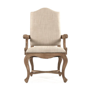 Zentique Grayson Linen Arm Chair with Solid Oak Frame, High-Density Foam Comfort, Natural Wood Finish (99) CFH422-F E272 C053