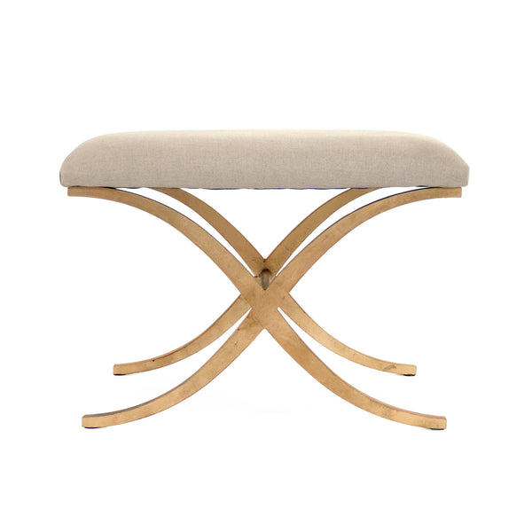 Amara Bench Gold Leaf on Metal, Natural Linen CFH430 A003 Zentique