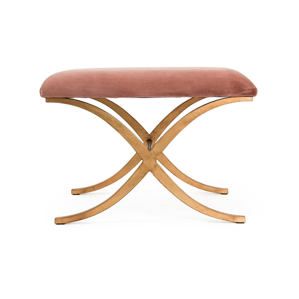 Amara Bench Gold Leaf on Metal, Rose Velvet CFH430 E272 V069 Zentique